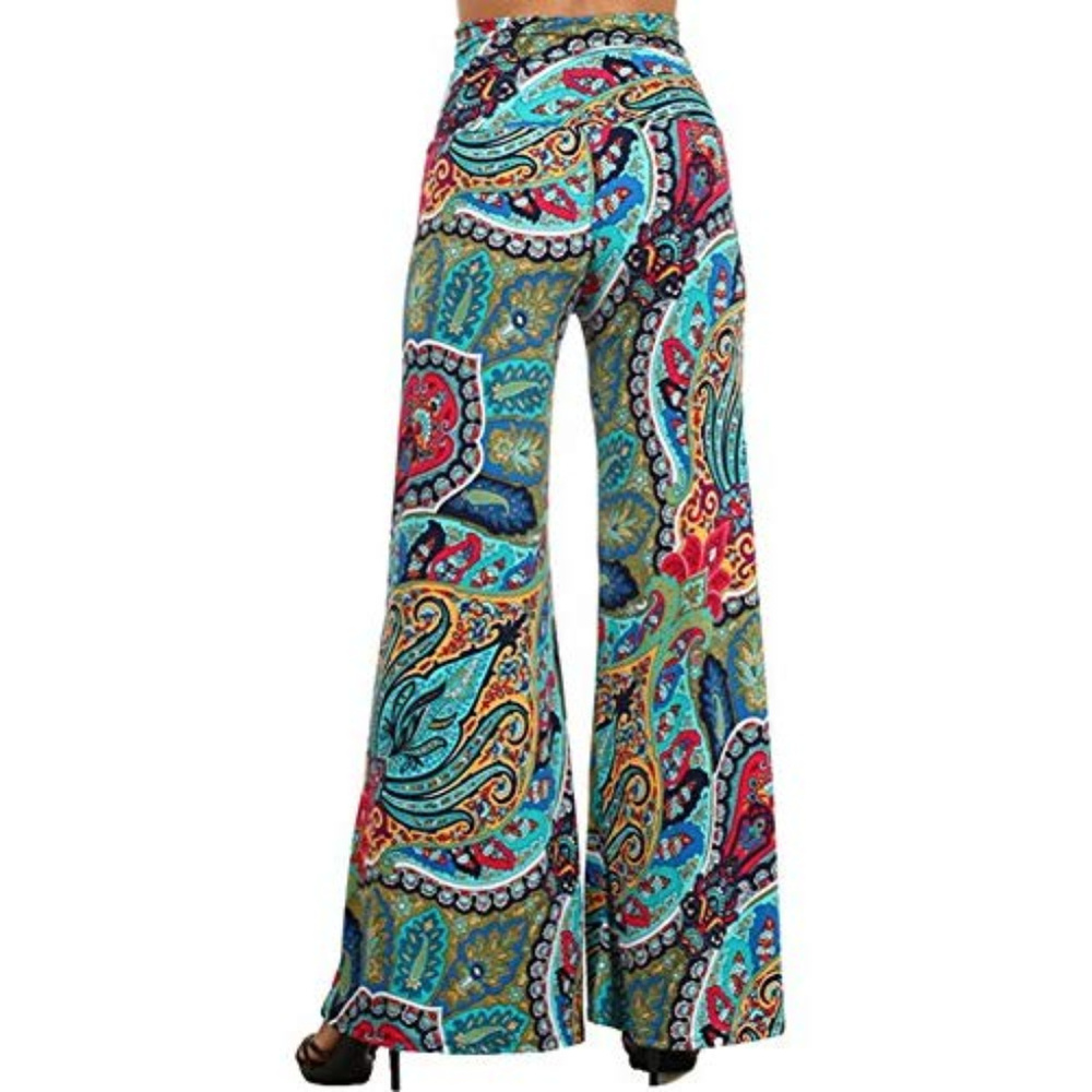 Moa Plus Size Blue Multi-Color Palazzo Pants - Picture 2 of 3